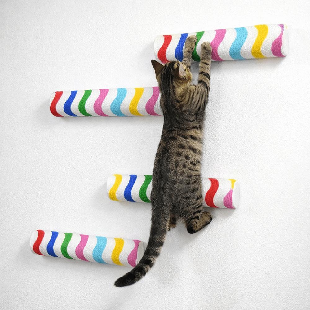 Self Adhesive Cats Scratching Post Wall Mounted Wear Resistant Cat Scratch Board Space Saving Colorful Cat Climbing Frame