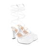 Shoetopia Strappy White Block Heeled Sandals For Women & Girls /Uk2
