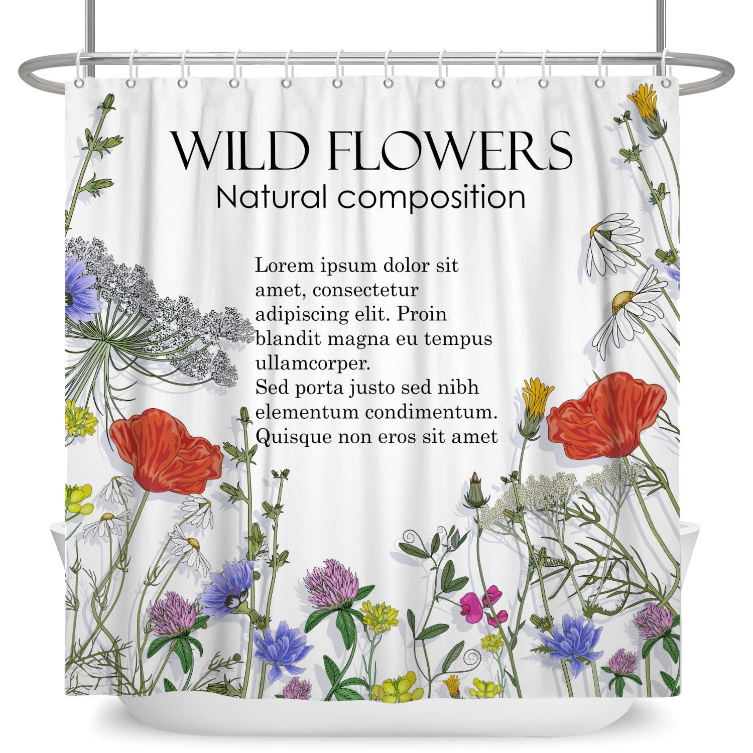 

Plants Flowers Shower Curtain Flowers And Plants Blooming Butterfliy Waterproof Fabric Shower Curtain Bathroom Accessories Decor 90x180cm