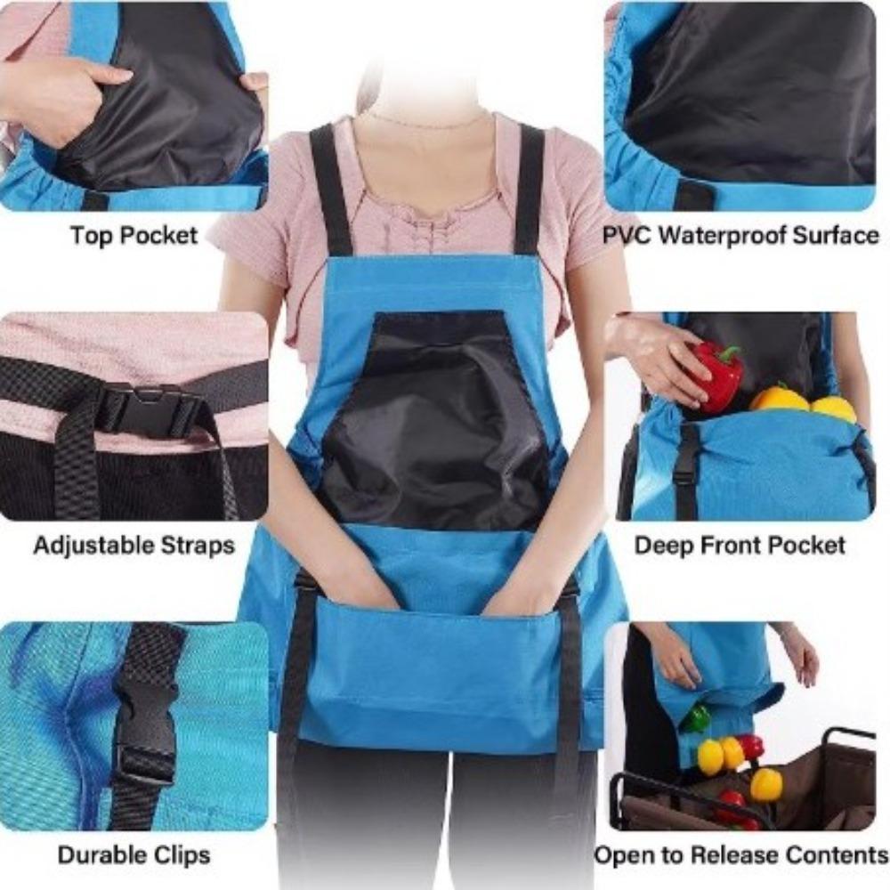 Durable Fabric Harvesting Apron Quick Release Fruit Picking Bag Bib Gardening Apron  Work Tool