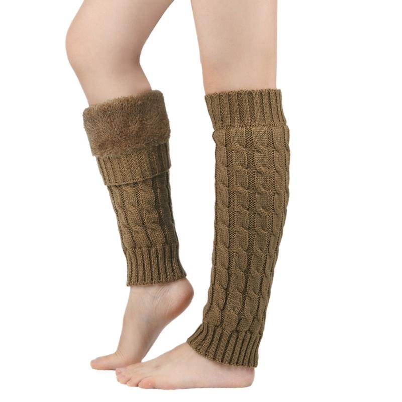 Gestrickter Beinwärmer Damen Balletcore Langer Beinwärmer mit flauschigem Innenfutter für Mädchen Balletcore Strümpfe Handgelenkwärmer Handschuhe