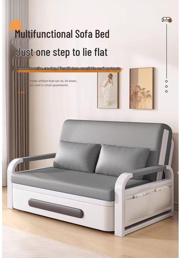 Compact Multifunctional Folding Sofa Bed with Storage and Scratch-Resistant Leather for Small Apartments
