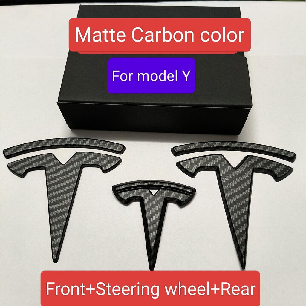 ABS 1PCS 2PCS 3PCS Car Front For Tesla ModeY Model3 Hood Cover Emblem h Sticker Styling Body Rear Trunk Badge Decal Accessories