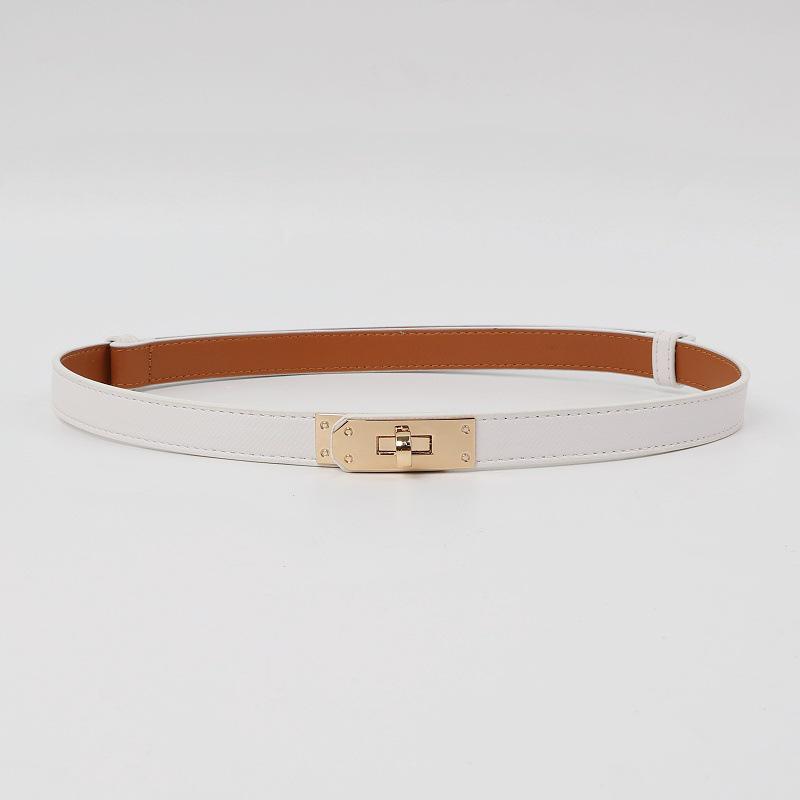 Women's Korean Style Grey Belt - Hole-Free Buckle, Fashionable, Versatile, Adjustable Thin Waistband, Decorative Skirt Accessory.