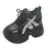 Fashion 10CM New Chunky Leather Sneakers Summer Casual Vulcanized Shoes Woman High Platform Breathable Air Mesh Sneakers Sport Dad Shoes