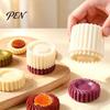 Hand Press Mooncake Mold Sunflower Pattern Round Mold, Double Ended Plastic Pastry Durable ABS Baking Tool Tool, Easy Clean Dough Embosser for