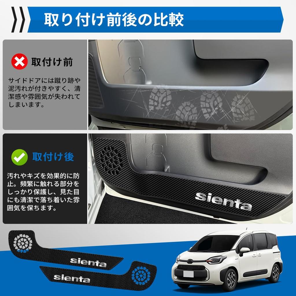 GOODGOODCAR Compatible with the New Sienta from August 2022 Through August 2025 Carbon Fiber Pattern Interior Protector for Toyota Scratch Stain and