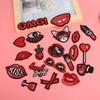 20 peças Patch Padrão Lábios Decorativo Batom Adesivo para Roupa Bordado Adesivo Patch Termocolante