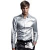 2026 Men's Shiny Long Sleeve Casual Shirt - European Size, Autumn Fashion