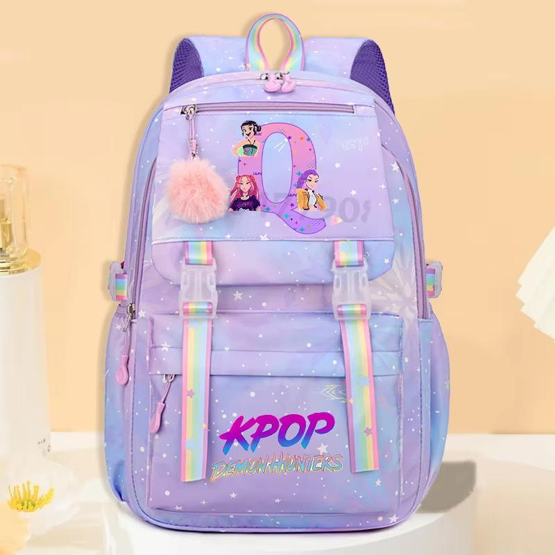 Campus Trend Animation Cartoon Letter Printing Backpack Lightweight Ridge Protection Large Capacity Student School Bag
