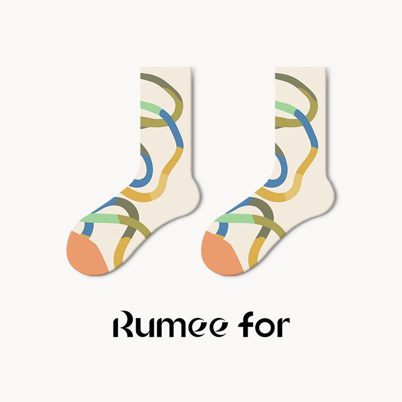 5 Pairs of Female Spring and Summer Trend Personality Small Design Sense Cartoon Funny Tube Socks