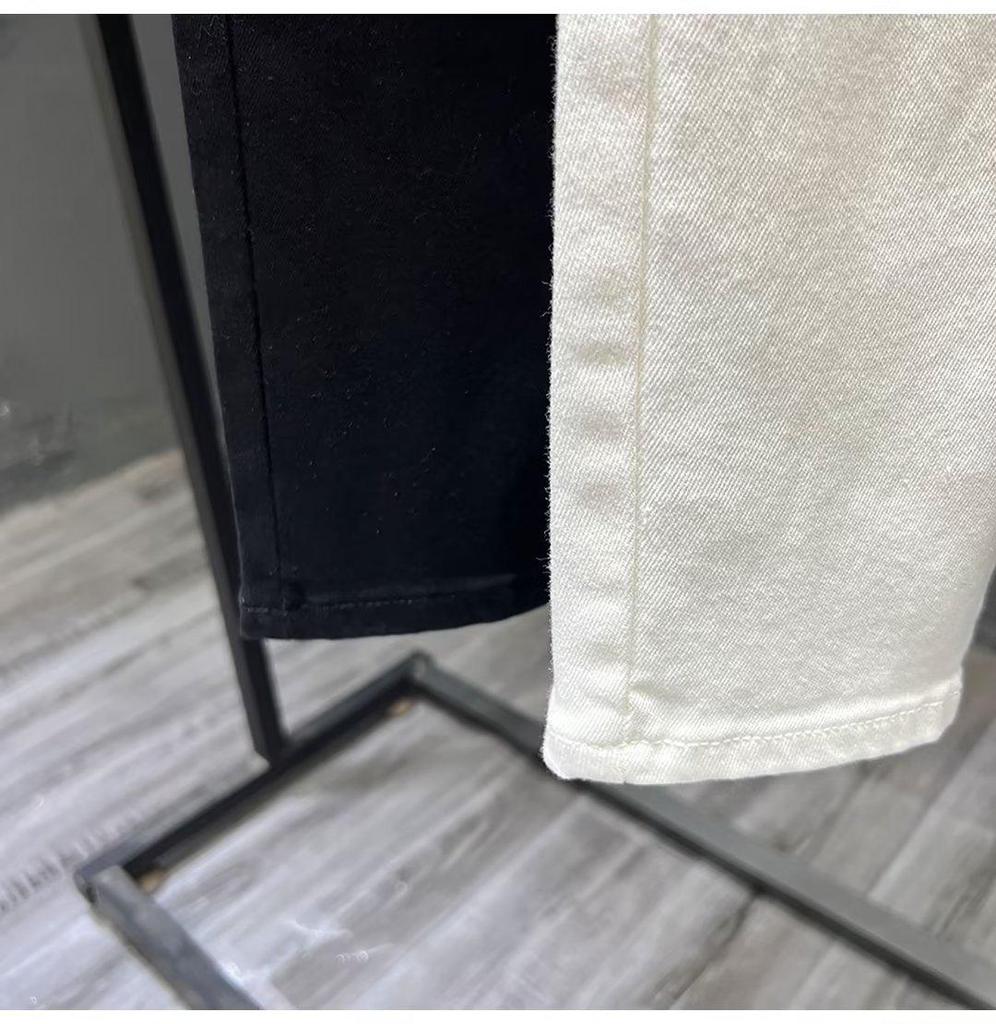 White Slim-Fit Korean Style Men's Nine-Point Casual Jeans