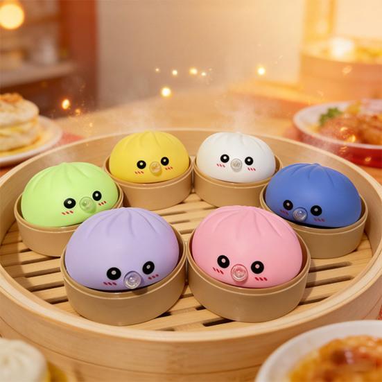 12Pcs Bubble Blowing Steamed Bun Toy with Steamer Cartoon Dumpling Sensory Pinch Fidget Toy Stress Relief Relaxation Decompression Tool