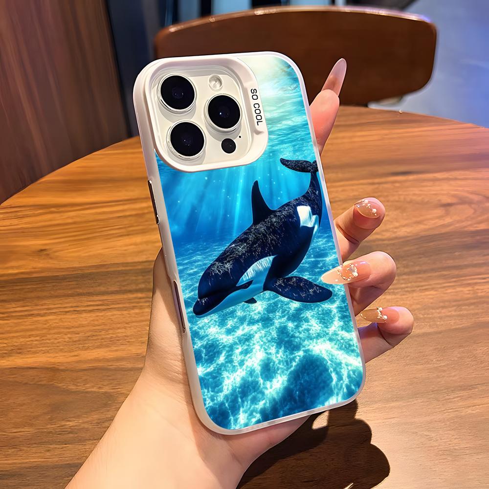 O-Orcas W-Whale Phone Case For IPhone 17 Air 16 15 14 Plus 13 12 11 Pro 7 8 XS Max XR Silver White Bumper Case