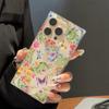 Clear Square Back Tube Case Protection For iPhone 15 Plus 14 Pro Max 13 16 ProMax 11 12 Anti-Oxygen,Flower Butterfly Pattern Casing