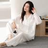 Baby Cotton Double-layer Gauze Pure Cotton Pajamas Women's Spring and Autumn Long-sleeved 1011 New Thin Models Can Be Worn Outside White Loungewear