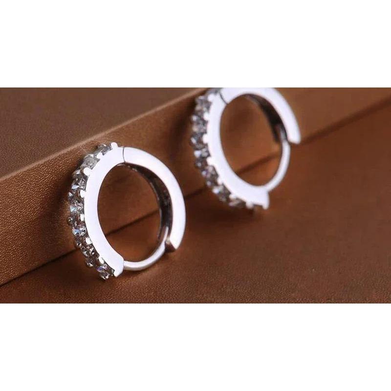 925 Sterling Silver Earrings Luxury 10mm Circle Zircon Hoop Earring for Grils Woman Wedding Party Jewelry Gifts