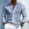 Herrenhemd mit geometrischem Musterdruck, Langarmhemd für Herren, Schwarzes Slim Fit Hemd, Modisches Design, Herrenbekleidung