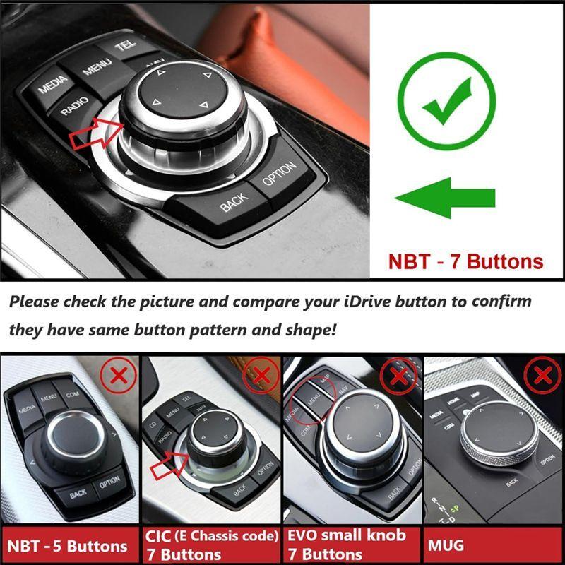 N61R-Console Multimedia Knob Switch Button Cover Trim For BMW 1 2 3 4 5 7 X1 X3 X4 X5 X6 7-Button Idrive (Crystal)