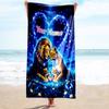 1PC Custom Name Lion Family Heart Beach Towel Highly Absorbent And Sand-Resistant Towel for Swimming, Pool, Yoga, And Travel Lightweight