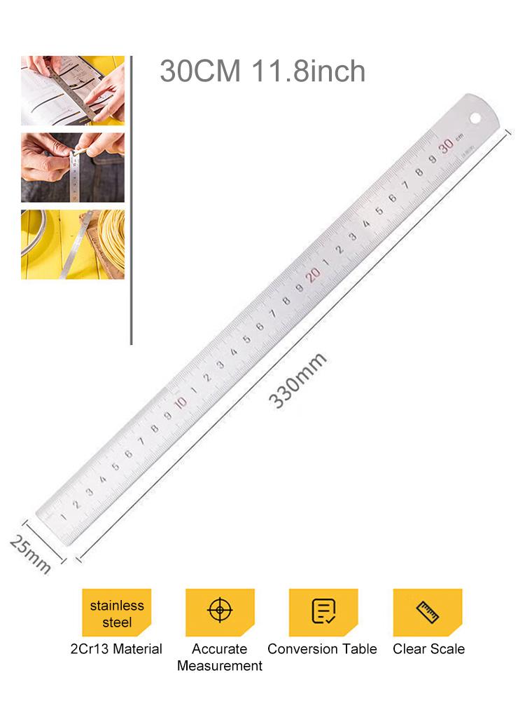 Stainless Steel Straight Ruler Centimeter Rule Precision Measuring Tool 15cm/6 inch 30cm/12 inch 50cm School Office Supplies