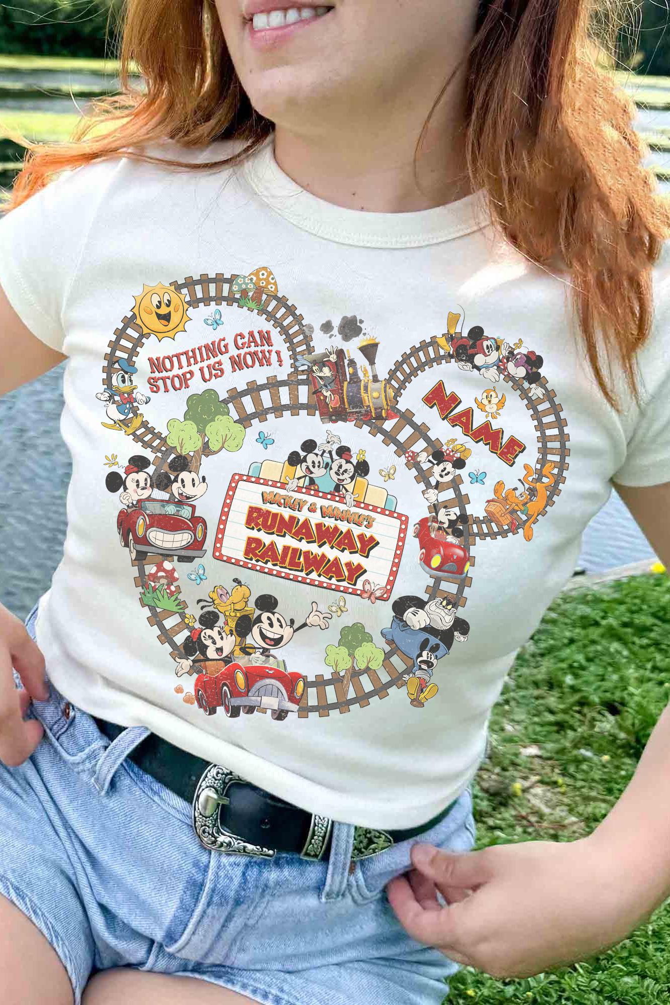 Personalized Mickey Minnies Runaway Railway Retro Tshirt Mickey and Friends Nothing Can Stop Us Now Shirt S