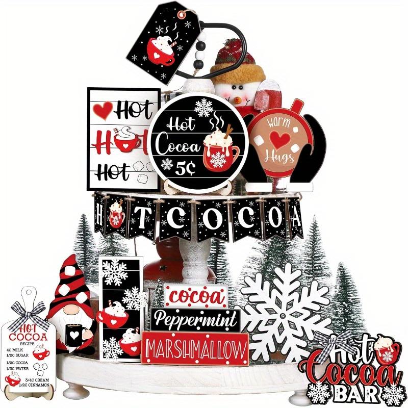 

17 шт./набор, Рождество, Украшения для многоярусного подноса, Принадлежности для бара горячего какао, Рождественские таблички, Зимний многоярусный поднос, Декоративный набор Pack of 1 разноцветный