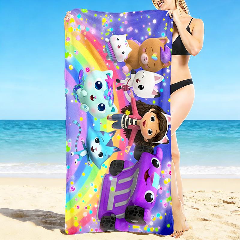 1Pc Rainbow Adventure Friends Beach Towel, Quick Dry, Multi-Use for Beach Pool Gym Yoga Home Travel, Christmas, Halloween, Xmas Gift M928361