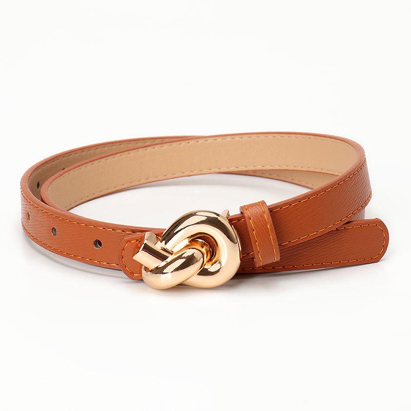 Chic Alloy Snap Button Knotted Belt for Women - Elegant European & American Style