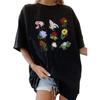 Women's Graphic Floral T Shirt Boho Wildflower Graphic Loose Tees Short Sleeve Vintage Summer Casual Tee Tops