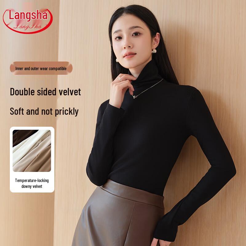 Langsha Women s Thermal High-Neck Long-Sleeve Baselayer Top L