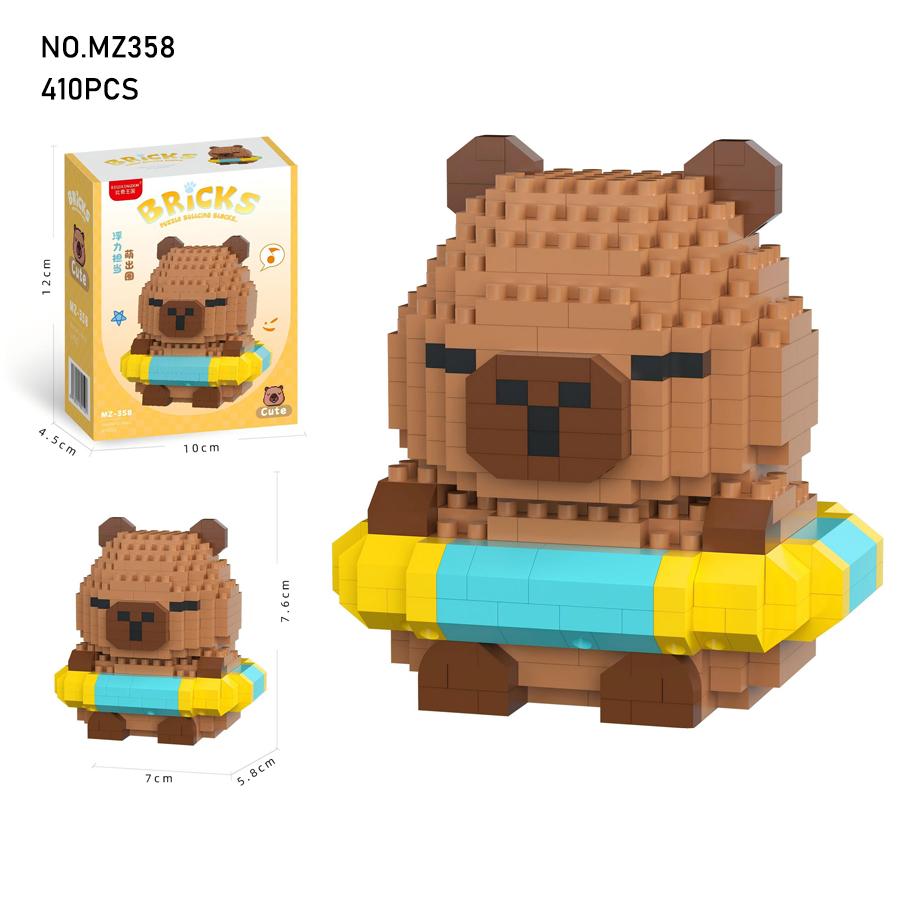 Miniso Capybara Puppe Spielzeug Mikropartikel Bausteine Lernspielzeug DIY Niedliche Cartoon Figur für Kinder Geburtstagsgeschenke