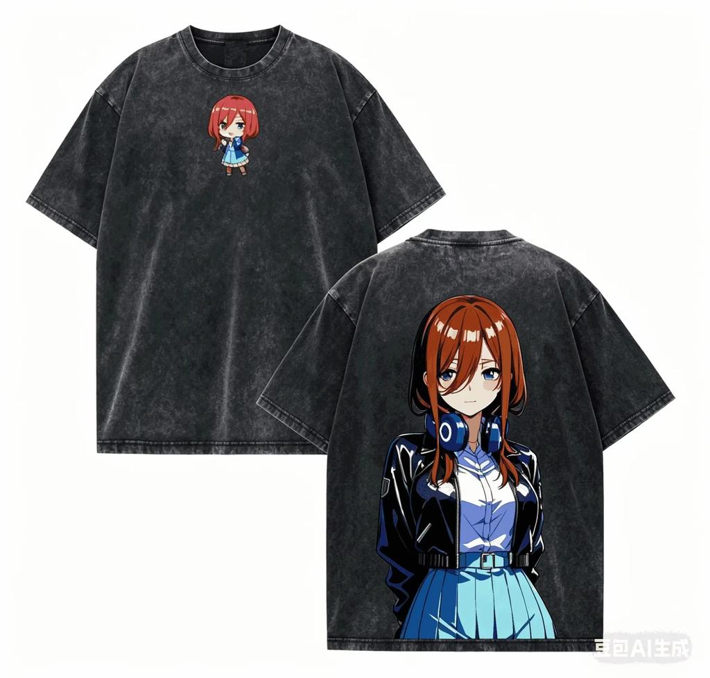 2026 Le Quintessenziali Quintuple Miku Nakano T-shirt Anime Lavata Double-sided Uomo Donna Vintage Streetwear Maglietta in Cotone