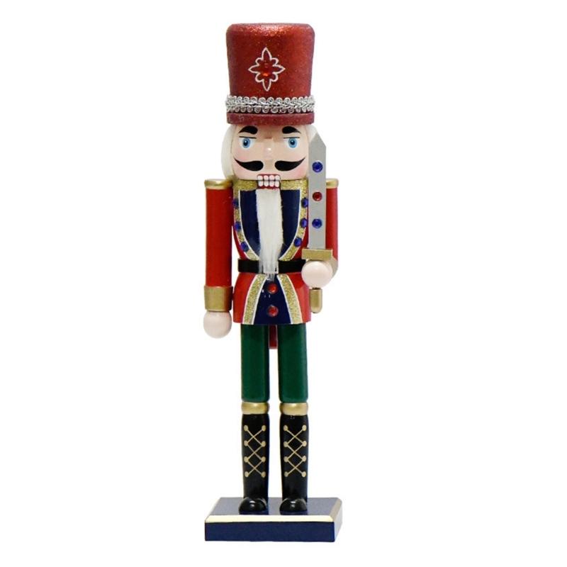 Christmas Nutcrackers Ornament Small Wooden Soldier Christmas Decorations Nutcrackers Figure Ornament for Table Shelf