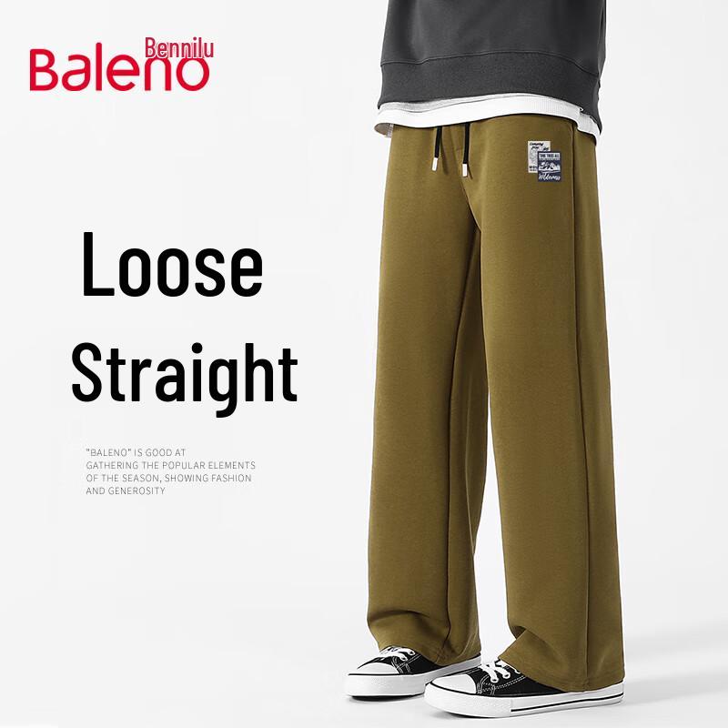 Baleno Men's American Retro Pique Cotton Loose Straight Leg Casual Pants