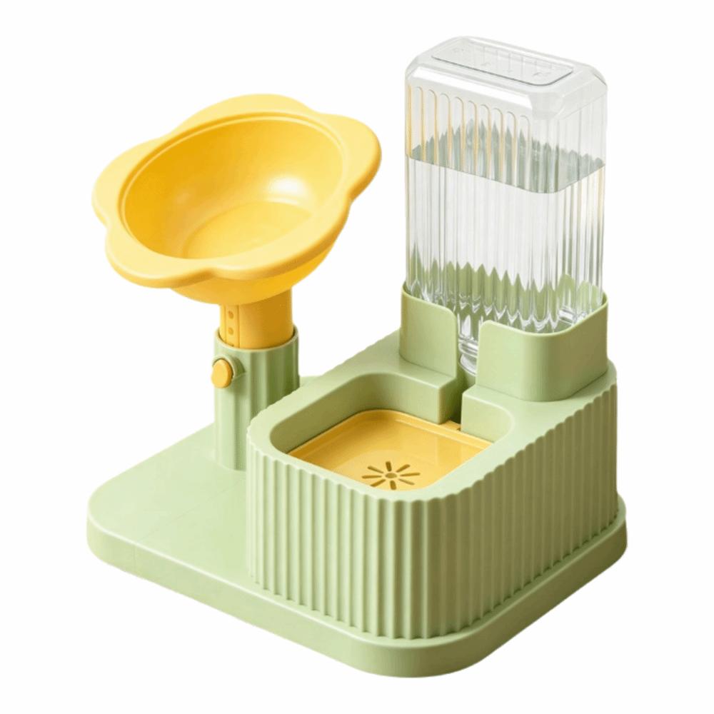 2-in-1 Pet Bowl Adjustable Height Automatic Water Dispenser Cat Water Food Bowl Cat Feeding