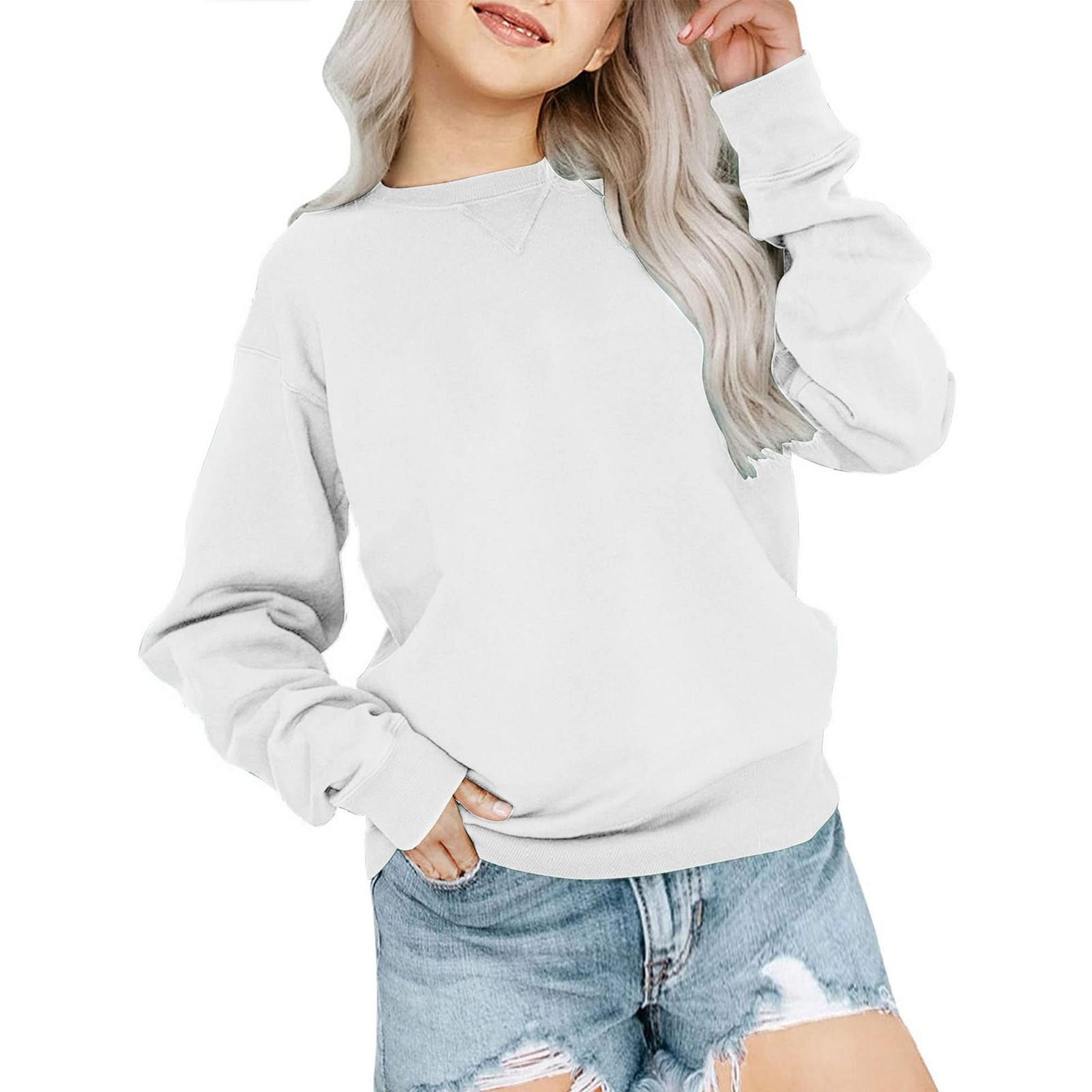 

Мальчики Девочки Детские свободные однотонные рубашки, толстовки, топы 90 белый