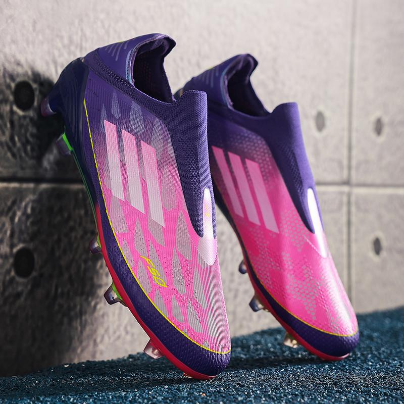 Seamless fly-woven AG spike leopard print football shoes men and women low-top students training competition 35