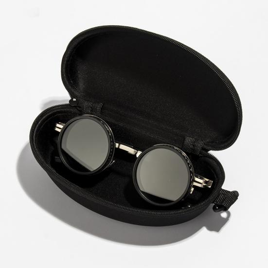 Round Sunglasses Black Finish ND Filters Polarized Lenses UV Protection Clarity Glasses Fashion Accessories