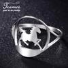 Teamer Running Horse Ring Stainless Steel Fashion Animal Wide Finger Ring For Women Men Lucky Jewelry Amulet Gifts Wholesale New