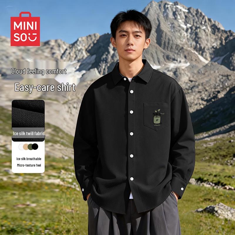 MINISO Men s Textured Long-Sleeve Casual Shirt 2XL