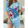 3D Print Dress 2026 Ladies Blue Turtle Print Short Sleeve Large Size T-Shirt Going Out & Home Wear Ladies Pajamas