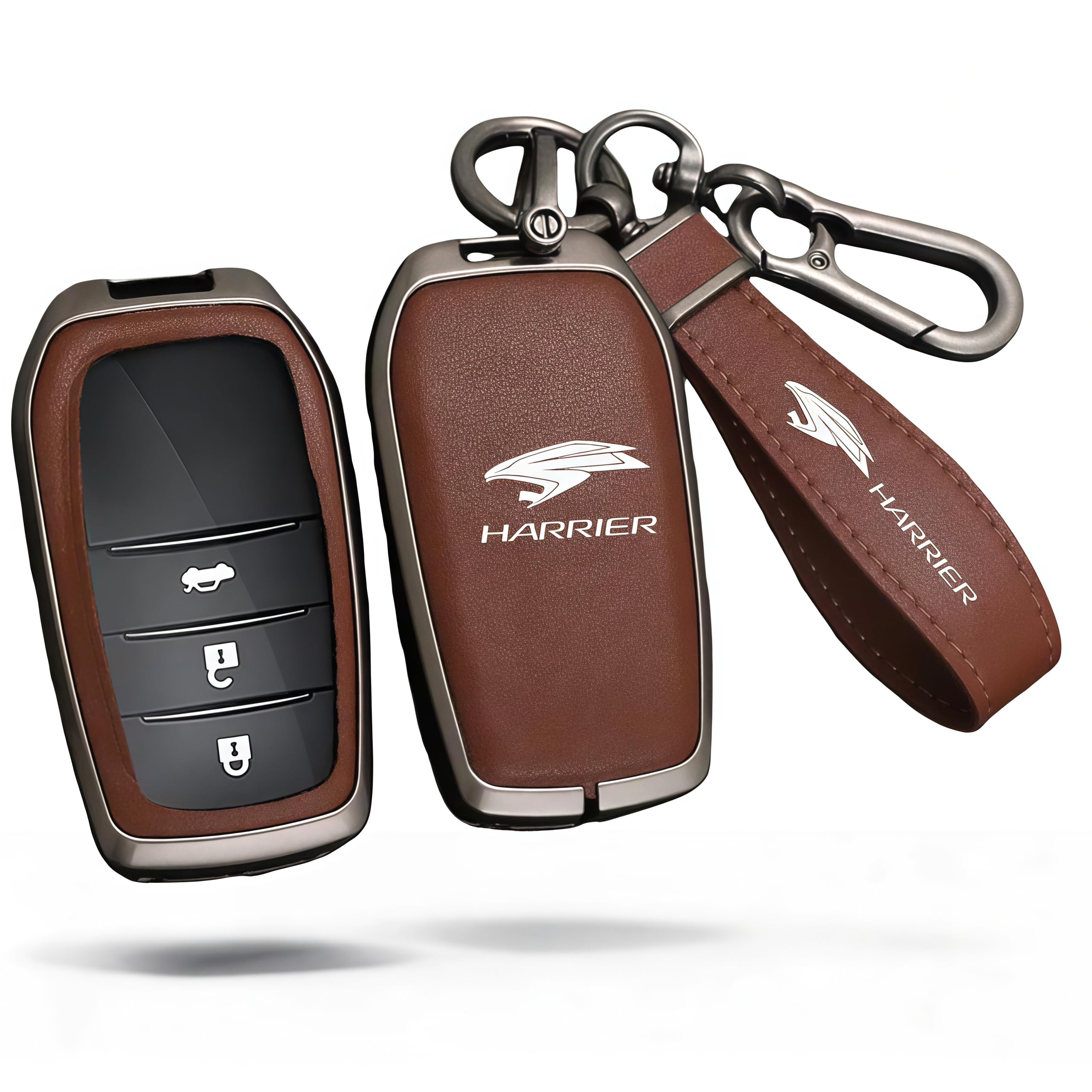 

Toyota Harrier Series Compatible Key Genuine Leather Smart Key Zinc Alloy and Keychain Full No Radio Premium Key Gift Box Included 60/80 Cover, Case, коричневый