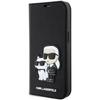 Klapphülle für iPhone 14 Pro Karl Lagerfeld Saffiano Karl & Choupette Schwarz