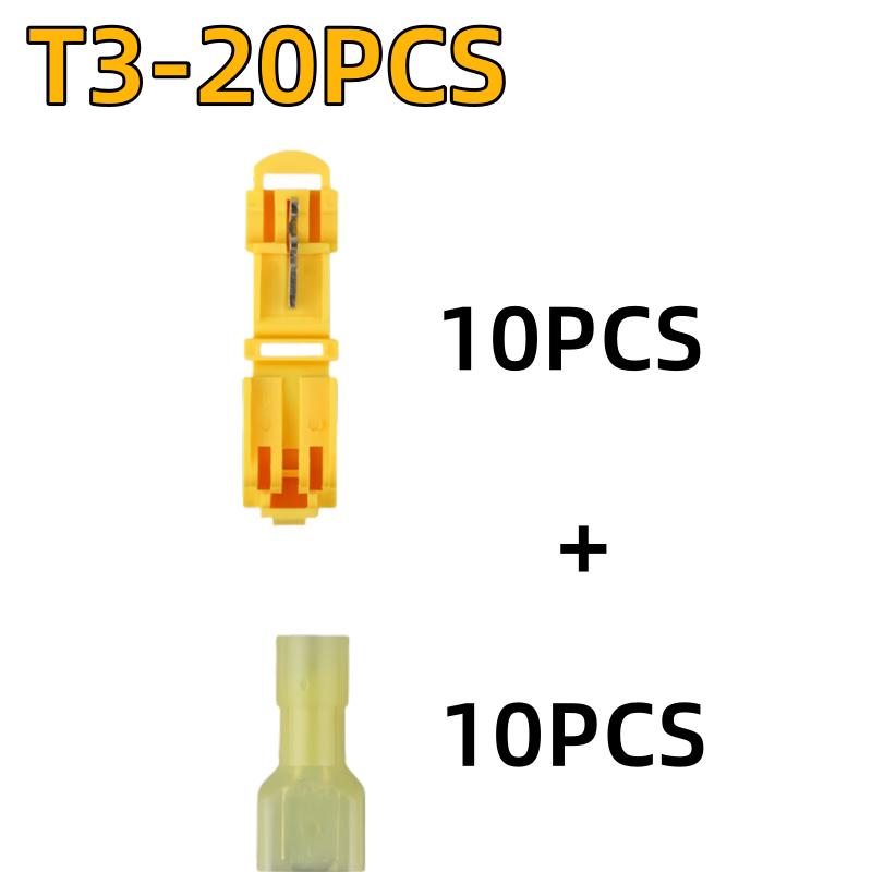 New 100-10PCS T-shaped Wire Connector Self Stripping Quick Splice Crimp Terminals Block Lock Snap Splice Lock Tape Insulation
