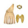 Mens Halloween Costume Metallic Toga One Shoulder Tunic Dress Wings Headwear