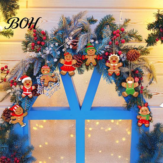 Winter Wonderland Decor Gingerbread Man Hanging Ornaments, Wooden Figure Pendants, Xmas Tree Rustic Christmas Decorations for Tree, Party Favors