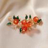 Lucky Orange Enamel Persimmon Brooches For Women Alloy Fruits Plant Casual Weddings Brooch Pins Chinese Party Jewelry Gift