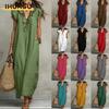 Fashion Summer Spring Solid Color Print Sleeveless V-Neck Casual Dresses