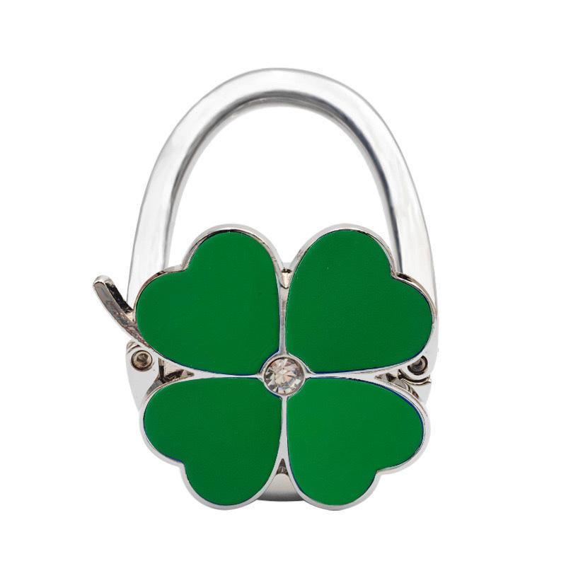 

Однотонный кожаный крючок для сумки в виде четырехлистного клевера